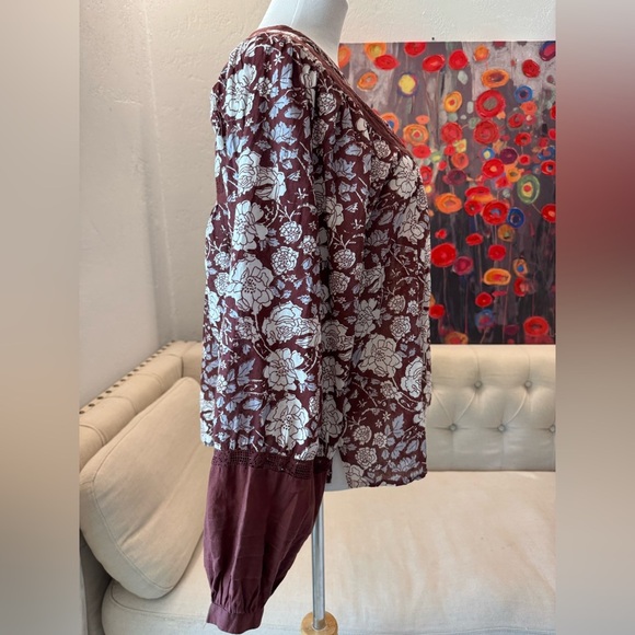 Anthropologie Cleobella Women's Rafia Lace Blouse Balloon Sleeve L - Picture 4 of 13